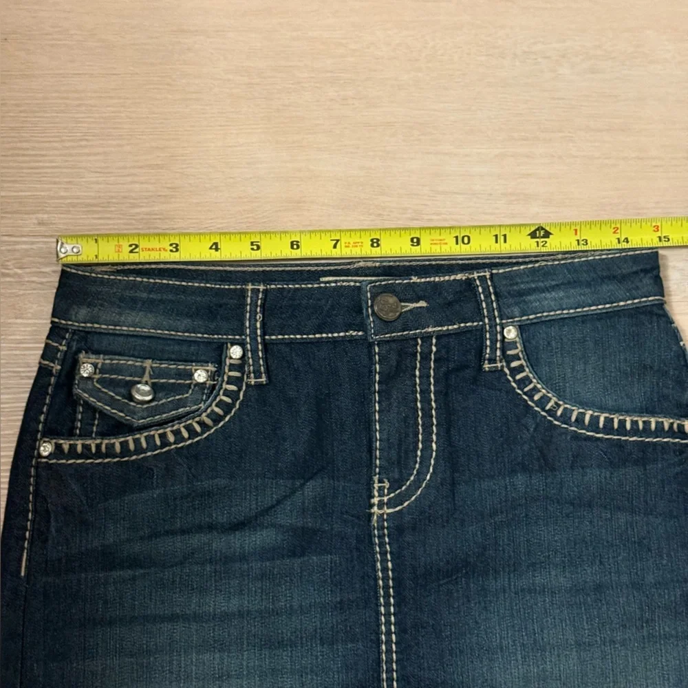 Y2K Earl Jeans Indigo Mini Skirt with Contrast Stitching